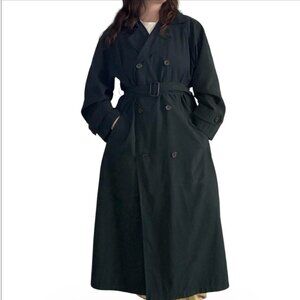 Neiman Marcus Dark Green Trench Coat With Belt